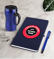 BK Gift Kişiye Özel Yakışıklı Babam Lacivert Defter Kalem Termos Mug Seti-1 (Model 1)