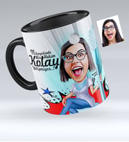 BK Gift Kişiye Özel Bayan Diş Hekimi Karikatürlü Siyah Kupa Bardak  3