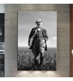 Atatürk Kanvas Tablo Dev Boy Yağlıboya Görünümlü