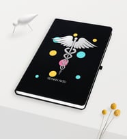 BK Gift Kişiye Özel Tıp Sembolü Temalı Siyah Defter - 1