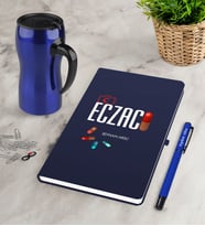 BK Gift Kişiye Özel Eczacı Lacivert Defter Kalem Termos Mug Seti-3 (Model 1)