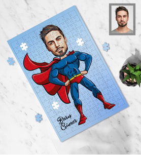 Kişiye Özel Süperman Tasarımlı Karikatür A4 99 Parça Puzzle Bay-1