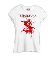 Sepultura - Endurance Logo Red Beyaz Kadın Tshirt