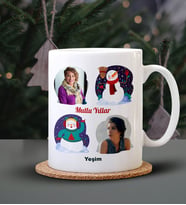 Kişiye Özel Mutlu Yıllar Çift Fotoğraf Tasarımlı Beyaz Renk Kupa