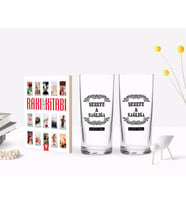 BK Gift Kişiye Özel Renkli Baskılı Şerefe ve Sağlığa Tasarımlı İkili Rakı Bardağı ve Rakı Cep Kitabı Hediye Seti-1 (Model 1)