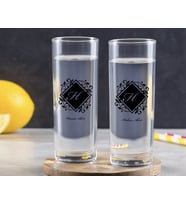 BK Gift Kişiye Özel Renkli Baskılı Baş Harf İsim Tasarımlı İkili Vodka Bardağı-10 (Beyaz)