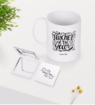 BK Gift Kişiye Özel Yılın Öğretmeni Beyaz Kupa Ayna Seti-1 (Model 1)