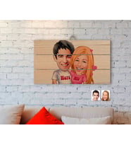 BK Gift Kişiye Özel Sevgililer Karikatürlü Otantik Ahşap Palet Tablo-5