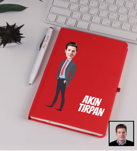 Kişiye Özel Karikatürize Büyük Patron Defter Kalem Seti Kırmızı 91340