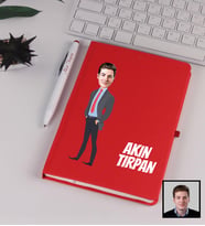 Kişiye Özel Karikatürize Büyük Patron Defter Kalem Seti Kırmızı 91340