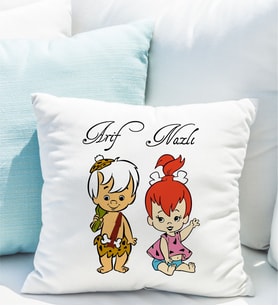 Kişiye Özel Taş Devri BamBam&Yabba Dabba Yastığı