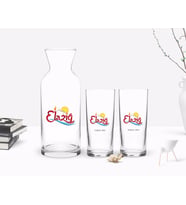 BK Gift Kişiye Özel Renkli Baskılı Elazığ Tasarımlı Turistik İkili Rakı Bardağı ve Karaf Hediye Seti-1 (Model 1)