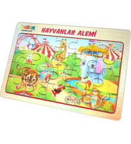 Hayvanat Bahçesi Yapboz - Hayvanlar Alemi 20 Parça Yapboz - Öğretici Çocuk Yapbozu - Puzzle