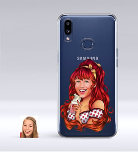 BK Gift Kişiye Özel Kadın Karikatürlü Samsung Galaxy A10s İnce Şeffaf Silikon Telefon Kapağı-54 (Beyaz)