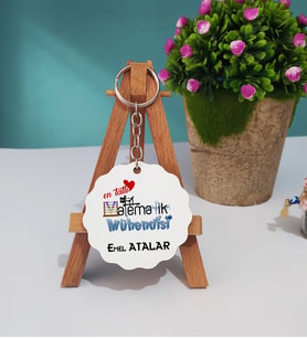 Mesajlı Matematik Mühendisi Tasarımlı Kişiye Özel Matematik Mühendisi Ahşap Anahtarlık
