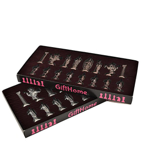 (Sadece Satranç Taşı İsteyene) Gifthome, Büyük, Metal, Antik, İngiliz Figürlü Satranç Taşı (Çok Renkli)