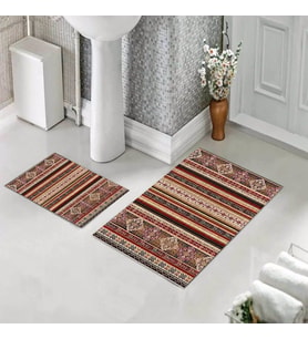 Banyo Halısı Ikili Klozet Takımı Kaymaz Tabanlı (60 xm x 100 cm + 40 cm x 60 cm) 