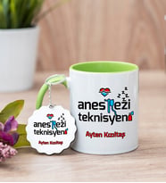 Anestezi Teknisyeni Yeşil Kupa Bardak Ve Anahtarlık Set