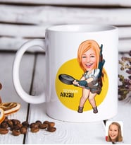 BK Gift Kişiye Özel Kadın PUBG Karikatürlü Beyaz Kupa Bardak-1