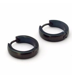BÜYÜK BOY 20mm KALIN HALKA SİYAH ÇELİK HALKA ERKEK KÜPE E839