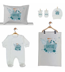 Pia Baby GL 2004 İsme Özel Leylekli Beşli Tulum Set
