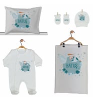 Pia Baby GL 2004 İsme Özel Leylekli Beşli Tulum Set