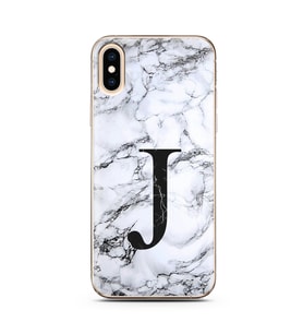 Iphone Xs Max Beyaz Mermer Harf Tasarımlı Telefon Kılıfı J-Harfi 