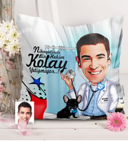 BK Gift Kişiye Özel Bay Veteriner Hekim Karikatürlü  Yastık  1