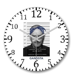 Walter White Gangsta Branco Duvar Saati Bombeli Gercek Cam