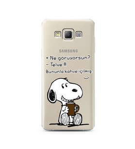 Snoopy Tasarımlı Süper Şeffaf Silikon Telefon Kılıfı Samsung A7 (2015)