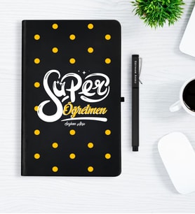BK Gift Kişiye Özel Süper Öğretmen Siyah Defter Kalem Hediye Seti