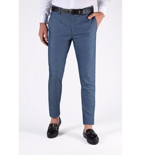 Erkek Slim Fit Keten Pantolon 20K-2200341 Mavi