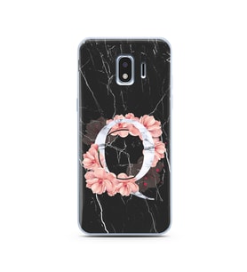 Mermer Çiçekli Harf Tasarım Süper Şeffaf Silikon Telefon Kılıfı Samsung J2 Pro (