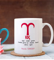 BK Gift Kişiye Özel Koç Burcu Beyaz Kupa Bardak