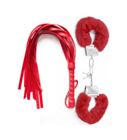 Peluş Kelepçe Kırbaç Seti KB1043 (Krem)