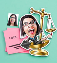 BK Gift Kişiye Özel Bayan Avukat Karikatürlü Ahşap Magnet-4 (Çok Renkli)