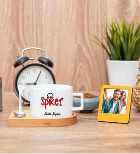 Spiker Fincan ve Turuncu Mini Fotoğraf Çerçevesi