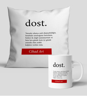Fotoğraflı Dost Kupa Bardak ve Yastık Set