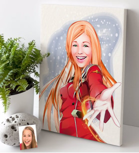 BK Gift Kişiye Özel Bayan Karikatürlü Kanvas Tablo 30x50cm-34