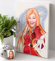 BK Gift Kişiye Özel Bayan Karikatürlü Kanvas Tablo 30x50cm-34
