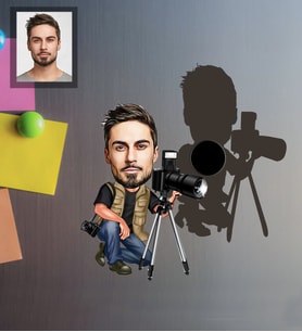 Kişiye Özel Fotoğrafçı Karikatürlü Ahşap Magnet Bay-2