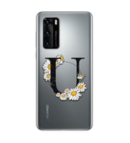 Papatya Harf Tasarım Süper Şeffaf Silikon Telefon Kılıfı Huawei P40 U-Harfi