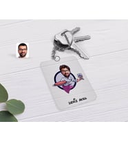BK Gift Kişiye Özel Erkek Garson Karikatürlü Şeffaf Pleksi Anahtarlık-1 (Beyaz)