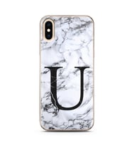 Iphone Xs Max Beyaz Mermer Harf Tasarımlı Telefon Kılıfı U-Harfi 