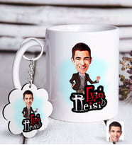 BK Gift Kişiye Özel Evin Reisi Karikatürlü Beyaz Kupa ve Anahtarlık Hediye Seti-2 (Model 1)