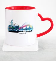 BK Gift Kişiye Özel Mesleki Elektromist Kırmızı Kalpli Kupa Bardak