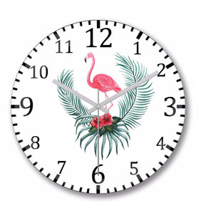Flamingo Duvar Saati Bombeli Gercek Cam