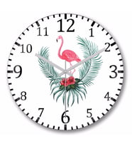 Flamingo Duvar Saati Bombeli Gercek Cam