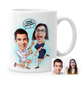 BK Gift Kişiye Özel Benimle Evlenir Misin Karikatür Beyaz Kupa Bardak  2
