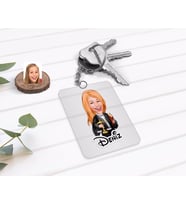 BK Gift Kişiye Özel Kadın Avukat Karikatürlü Şeffaf Pleksi Anahtarlık-1 (Beyaz)